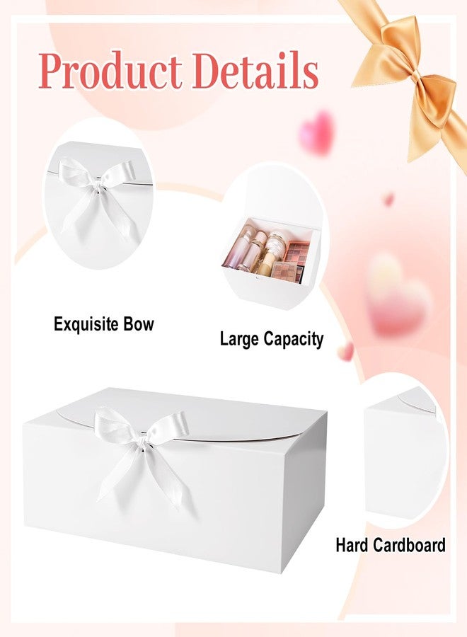 Loccmat 10 Pcs Gift Boxes With Lids, Bridesmaid Proposal Box With Ribbon, White Paper Gift Box for Wedding, Birthday, Christmas Party, 10.6''x7.8''x3.1'' - Image 3